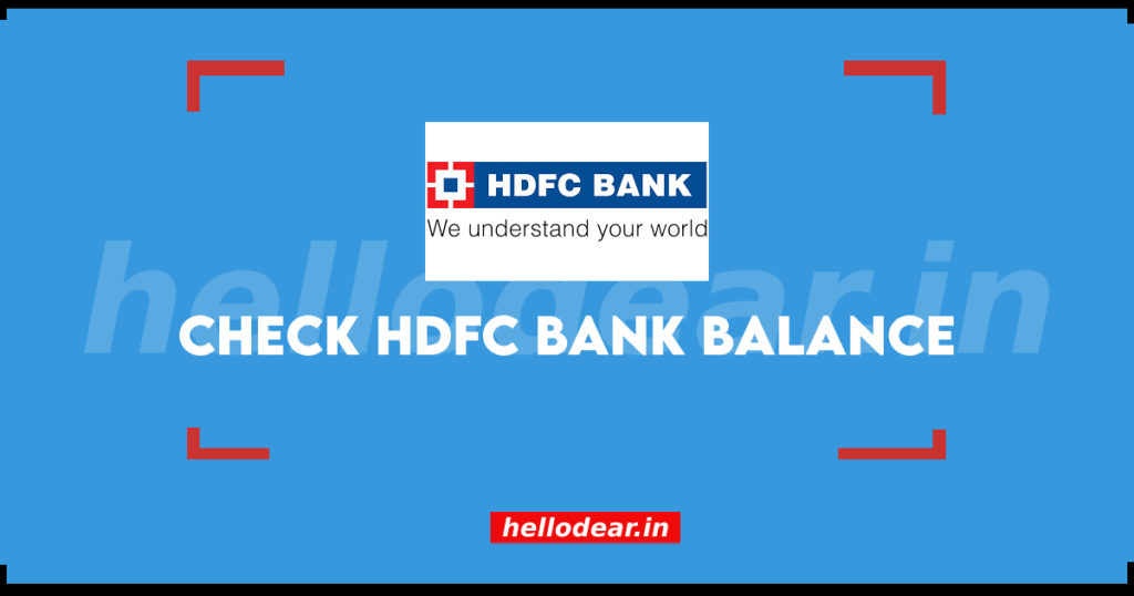 hdfc bank balance check